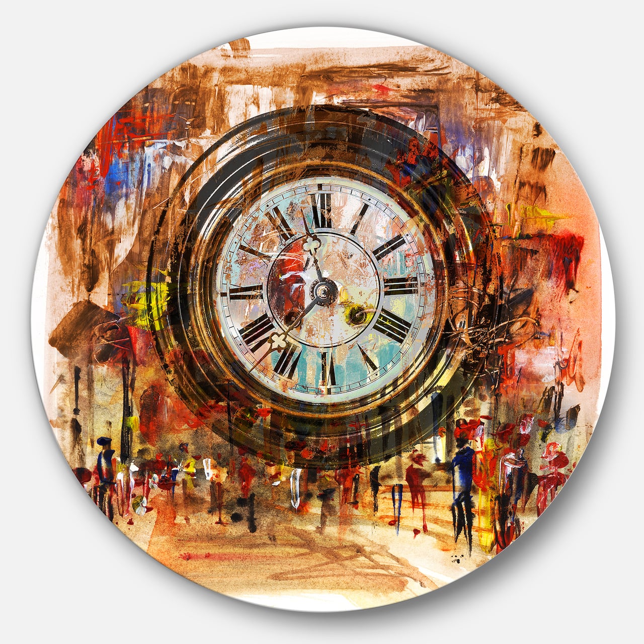 Designart - People and Time Acrylic Painting&#x27; Large Abstract Metal Artwork